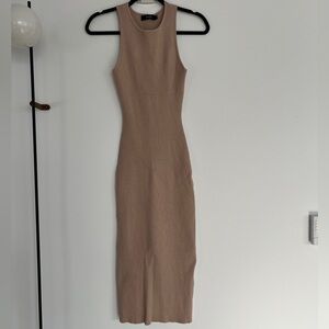 Tan Sleeveless bodycon knit Dress